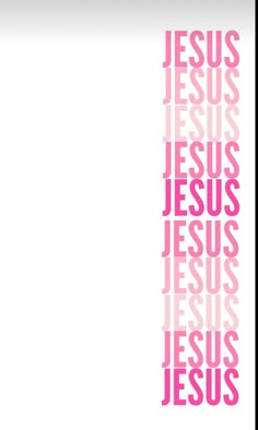 the word jesus is written in pink on a white background