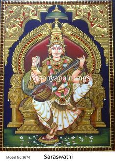 Shilpa Shastra, Mysore Painting, Indian Traditional Paintings, Tanjore Paintings, Saraswati Goddess, Acrylic Pouring Art, Painted Chairs, Indian Art Paintings