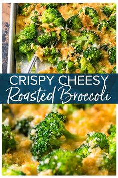 a casserole dish with broccoli and cheese