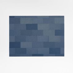 an abstract painting with squares in blue and grey colors on a white background, including one square