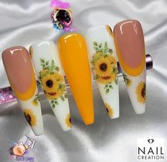 Yellow Gel Polish, Country Acrylic Nails, Fall Acrylic, Nail Techniques, Fall Acrylic Nails, Gel Nail Design