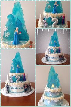 this is a frozen princess cake with figures on it