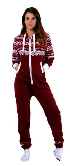 PRICES MAY VARY. WARM, COMFORTABLE & COZY: These Women Adult Onesies are made of Knitted Fleece Cloth with 80% Cotton / 20% Polyester. The Combination of Cotton and Ultra Soft Fleece Material keeps you Comfortable & Warm all the time. You were made to wear more than simple hoodies and basic sweatpants. This Jumpsuit is the one piece for Adults of discerning taste, who want to look good and stay comfortable everywhere they go. Rock on, friends. PRINT, COLORS & DESIGN: These Beautiful onesies have Pajamas Jumpsuit, Womens Onesie, Ladies Jumpsuit, Hoodie Jumpsuit, Pijamas Women, Burgundy Fashion, Overall Jumpsuit, Women Pajamas, Onesie Pajamas