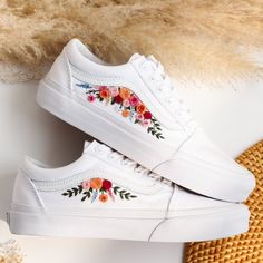 '' Custom Wedding Vans, Wedding Flowers Embroidered Sneakers Custom, Bridal Flowers Embroidered Vans Custom, Roses Flower Embroidered Shoes Custom, Wedding Gifts '' 🍀 Price includes Converse Shoes and Floral Embroidery Designs as shown 🍀 🍀 Shoe Type: Vans 🍀 Shoe color:3. Oldskool White 1. DETAILS 🍀 You can send me your Converse, Vans, canvas shoes or I can buy them for you. Custom-ordered embroidered Vans and Converse shoes, please wait another 2-4 days. Each pair is hand embroidered to order, please make sure you put in the correct shoe size before you check out. The embroidery is meticulous and does not fade. 🍀 You will receive Vans and Converse shoes with floral embroidery designs as above. 2. PERSONAL EXPRESSION 🍀 Create your unique vibe by your own design of embroidery! In addi Wedding Vans, Embroidered Vans, Vans Custom, Embroidered Sneakers, Custom Wedding Shoes, Embroidered Converse, Wedding Sneakers, Embroidered Shoes, Embroidered Wedding