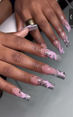 Small Nails, Nails Salon, Exotic Nails, Nice Nails, Acrylic Nails Coffin Pink, Long Square Acrylic Nails