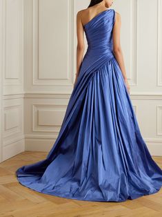 MARMAR HALIM One-shoulder draped taffeta gown Taffeta Gown, Gathered Bodice, Gowns Dresses Elegant, Red Carpet Gowns, Taffeta Dress, Grad Dresses, Dreamy Dress, Glam Dresses