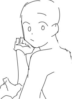 a drawing of a person sitting down with their hand on his chin and looking at the camera