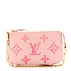 This is an authentic LOUIS VUITTON Empreinte Monogram Giant By The Pool Mini Pochette Accessories in Bouton De Rose. This chic pochette is part of the Louis Vuitton Summer 2021 “By The Pool” collection. This mini pochette is crafted of Louis Vuitton monogram embossed leather in pink. The pochette features pink leather trim and gold-tone hardware including a wristlet chain. The top zipper opens to a pink microfiber interior. Mini Pochette Accessories, Louis Vuitton Mini Pochette, Pochette Accessories, Louis Vuitton Empreinte, Louis Vuitton Damier Azur, Mini Pouches, Louis Vuitton Pochette, Free Bag, Pink Leather