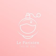 a pink background with a white logo for a perfume brand, le parsien