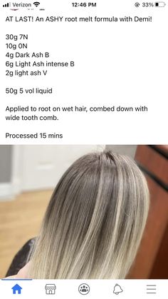 Matrix Ash Blonde Formula, Aveda Blonde Toner Formula, Sally Beauty Hair Color Formulas, Aveda Toner Formula, Ash Blonde Formula, Aveda Color Formulas, Aveda Formulas, Aveda Blonde, Root Smudge Blonde