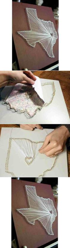 three pictures showing how to make beading on fabric with scissors and paper toweles