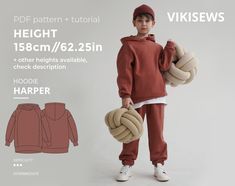 PDF Digital sewing pattern for Harper hoodie (boys) To choose the right size please refer to the Size chart in the gallery (slide "How to choose your size"). Instant Download | Ready to cut and sew. Height 152 cm // 60 in. This pattern is available in heights 98 cm // 38.5 in - 158 cm // 62.25 in, you can find links to the height needed at the end of this description. What will we send you? Once the order is paid, within 1 minute you will receive: - the PDF pattern in your chosen height, in A4 format to be printed at home, letter format to be printed at home, A0 format and plotter format to be printed at the copy shop. The size of the plotter format is indicated in the name of the document. You will need a plotter printer that can print at least 900mm width. Please note that each pattern c Boys Sewing Patterns, Boy Sewing, Letter Format, Boys Hoodies, Stretch Lace, Sheer Fabrics, Fleece Fabric, Shirt Sleeves, Pdf Pattern