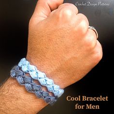 a man is wearing a bracelet that has two braids on it and the words cool bracelet for men written below