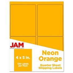 jam paper neon orange shipping labels, 4 x 5 in