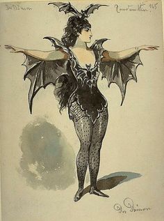 a drawing of a woman dressed as a bat