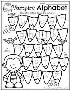 the vampire alphabet worksheet for kids to practice their handwriting and writing skills with