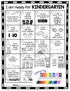 i am ready for kindergarten worksheet with pictures and words on it