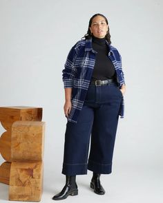 Maine Stretch Flannel Shirt - Ocean Plaid | Universal Standard Tomboy Femme, Mom Era, Flannel Shirt, Fashion And Style, Simple Style, A Year