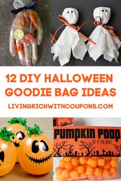 halloween goodie bag ideas with pumpkins and candy