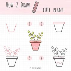 how to draw cute plants in pots