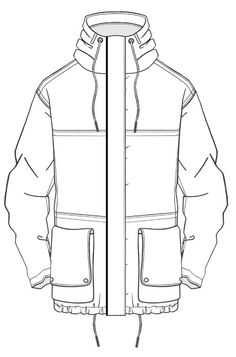 the front and back view of an unisex jacket with zippers on both sides