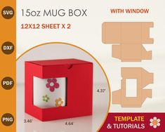 a red box with flowers on it and the inside cut out showing how to make an origami flower