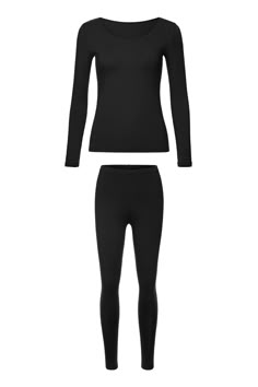 image of black thermal top and pants Thermal Clothes, College Wishlist, Thermal Clothing, Thermal Wear, York Outfits, Maxton Hall, Mock Neck Tank Top, New York Outfits, Backless Long Dress