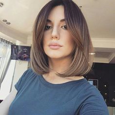 Bob Haircuts Straight Hair, Straight Hair Lob, Hair Cuts For Thick Hair, Cuts For Thick Hair, Hair Lob, No Bangs, Popular Short Haircuts, Thick Hair Cuts, Edgy Pixie Cuts