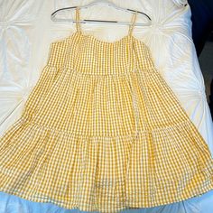 Brand New, Never Worn Before Yellow Gingham Dress, Dresses Cotton, Tiered Mini Dress, Dress With Cardigan, Cotton On, Vintage Boho, Gold Yellow, Gingham, Honey