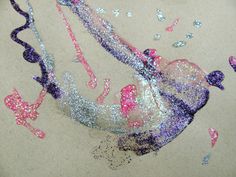 a drawing of a girl with glitter on her body