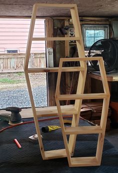 there is a ladder made out of wood