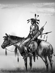 a native american man riding on the back of a horse