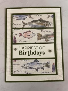 a handmade birthday card with fish on it