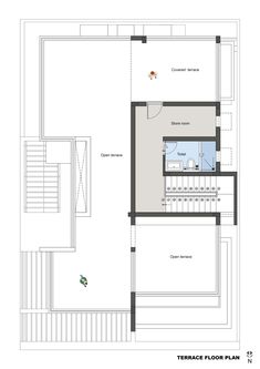 the floor plan for a house with stairs and an elevator in the center, as well as