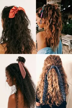 Curly Hair Bandana, Cute Curly Hairstyles, Curly Girl Hairstyles