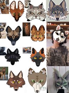 several images of different types of animal masks