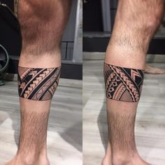 two pictures of a man's legs with tattoos on them, one showing the lower leg