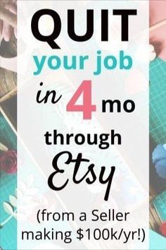 the words quit your job in 4 mo through etsy from a seller making $ 10 00 / yr