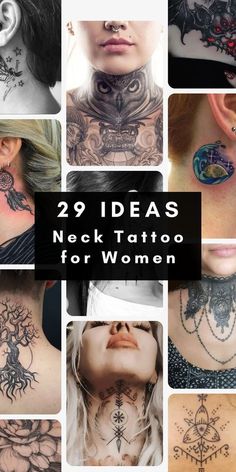 many different neck tattoos for women with the words 29 ideas on them and pictures of various designs