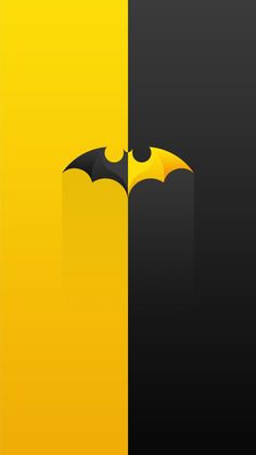 the batman symbol is shown in black and yellow colors, as well as an orange background