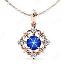 We are Pleased to welcome you in our Store-    TheLesBijoux Short Description about the item-  This Pendant is Made With a Round Cut Blue Star Gemstone and the accented stones in this Pendant., are the Moissanite to adorn the look of this beautiful Pendant.. a unique piece to wear occasionally or can be used regularly. Can be offered as a gift to your loved ones, to make them feel special. MATERIAL AVAILABILITY- ( 925 Sterling Silver/ 14k solid gold(white gold / rose gold / yellow gold?  950 Solid Platinum  We make sure that you know that you're getting high quality hand-made crafted jewelry when you purchase items from our store. This beautiful Pendant.. is made to order. Available in all the Required Materials. ( 925 Sterling Silver/ 14k/18k solid gold(white gold / rose gold / yellow gol Gold Filigree Necklace, Necklace Art Deco, Necklace Art, Deco Blue, Wedding Pendant, Pendant For Women, Star Wedding, Gold Filigree, Feel Special