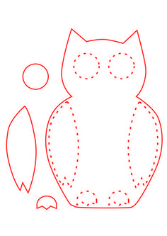 an owl is shown with dotted lines to make it look like he's sitting down