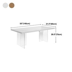 a white table is shown with measurements for it