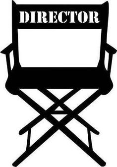 a black and white silhouette of a director's chair with the word director on it