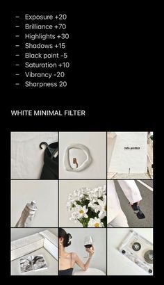 an advertisement for white minimal filter