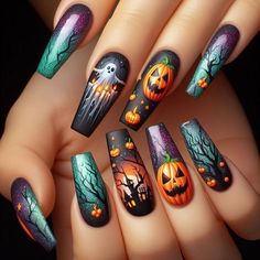 Click on image for buy This nail ❤️❤️❤️ Ongles Halloween, Halloween Nail Design, Nail Halloween, Funky Nail Art, 10 October, Intricate Art