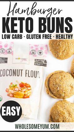 keto buns with text overlay that reads easy low carb, gluten free healthy