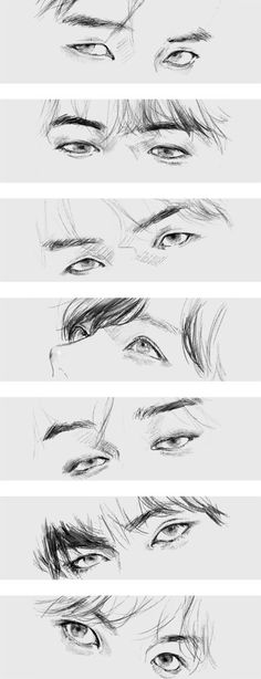 the different stages of drawing eyes