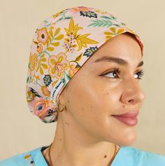 Our euro-style scrub caps are designed to keep your medium-length hair safe and secure throughout your shifts, with a splash of colorful 100% cotton prints that bring a smile to your face and your coworkers . Discover more fun and expressive surgical caps in a variety of colors, patterns, and styles from our shop: ➤Scrub caps euro ➤ https://etsy.me/3223EjX ➤Bouffant scrub hats ➤ https://etsy.me/2TGotwq ➤Ponytail scrub cap➤ https://etsy.me/2HMO7gt ✸Use our 𝗦𝗮𝘁𝗶𝗻 𝗟𝗶𝗻𝗶𝗻𝗴 𝗼𝗽𝘁𝗶𝗼𝗻 in our scrub caps to keep your haiir soft & moisturized! ✸𝗔𝗱𝗷𝘂𝘀𝘁𝗮𝗯𝗹𝗲 𝗙𝗶𝘁: Thanks to the convenient 𝗽𝗹𝗮𝘀𝘁𝗶𝗰 𝗹𝗼𝗰𝗸-𝘁𝗼𝗴𝗴𝗹𝗲 on the elastic band, our scrub caps are adjustable for a snug yet comfortable feel. Easy to put on and take off! ✸𝗦𝗼𝗳𝘁 𝗦𝘄𝗲𝗮𝘁𝗯𝗮𝗻𝗱: Each cap fe Sewing Scrub Cap, Hair Scrub, Scrub Cap, Pink And Cream Scrub Caps, Bouffant Scrub Hat, Euro Style, Pink Blossom, Surgical Caps, Caps For Women