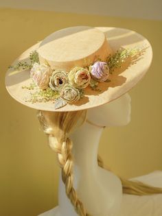 Silk Flower Garland, Mr Selfridge, Flower Forest, French Hat, Straw Boater Hat, Flat Hat, Straw Boater, Forest Style, Flat Hats